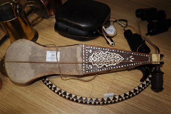 An Ottoman musical instrument and bow 54cm long